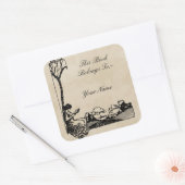 Romantic Art Nouveau Bookplate aan personaliseren Vierkante Sticker (Envelop)