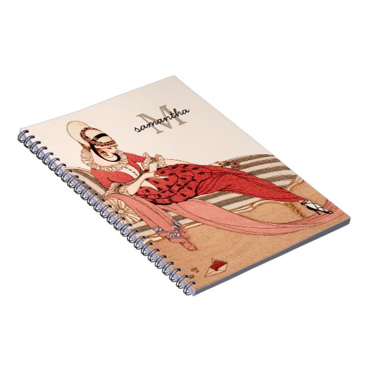 Romantic Art Nouveau Mode Monogram Notitieboek (Rechterzijde)