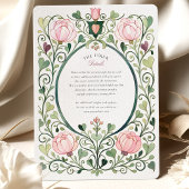 Romantic Art Nouveau Pink Peony Wedding Kaart