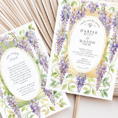 Romantic Art Nouveau Wisteria Gold Wedding Kaart