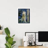 Romantic Art noveau Coupure met Greyhound Poster (Thuiskantoor)