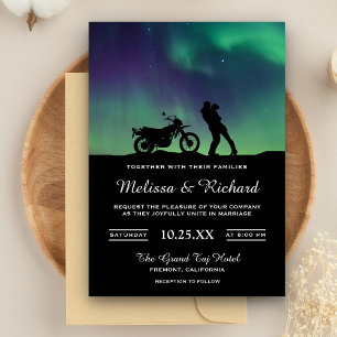 Romantic Aurora Galaxy Couple Wedding Invitation Kaart
