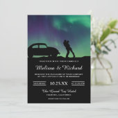 Romantic Aurora Galaxy Couple Wedding Invitation Kaart (Staand voorkant)