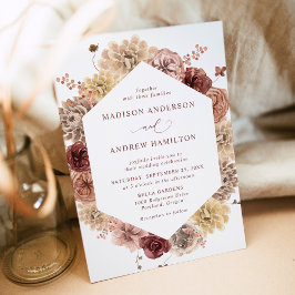 Romantic Autumn Floral Lijst Wedding Kaart