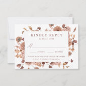 Romantic Autumn Floral Meal Choice Wedding RSVP Kaartje (Voorkant)