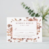 Romantic Autumn Floral Meal Choice Wedding RSVP Kaartje (Staand voorkant)