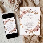 Romantic Autumn Floral Wedding Kaart