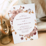 Romantic Autumn Floral Wedding Kaart<br><div class="desc">Elegant herfsthuwelijksuitnodigingen met je trouwgegevens omringd door waterverf bloemen en bladeren in tintelingen van bloesems,  bogundy,  terracotta,  marsala & brown. Het warme en humeurige kleurenpalet maakt deze uitnodigingen perfect voor je late zomer of herfstbruiloft.</div>
