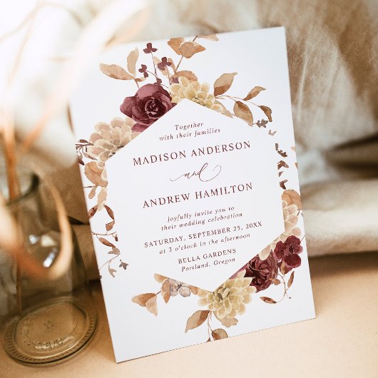 Romantic Autumn Floral Wedding Kaart