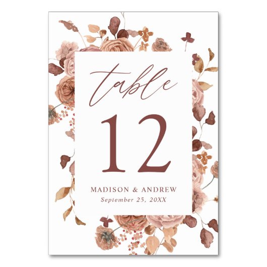 Romantic Autumn Floral Wedding Kaart (Achterkant)