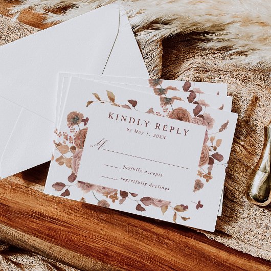 Romantic Autumn Floral Wedding RSVP Kaartje