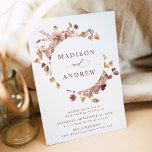 Romantic Autumn Floral Wreath Wedding Kaart<br><div class="desc">Elegant herfsthuwelijksuitnodigingen met je namen omringd door een grote hoeveelheid waterverf bloemen en bladeren in de schoppen van bloesjes,  bogundy,  terracotta,  marsala & brown. Het warme en humeurige kleurenpalet maakt deze uitnodigingen perfect voor je late zomer of herfstbruiloft.</div>