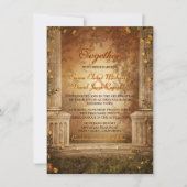 Romantic Autumn Leaves and Columns Wedding Invite Kaart (Voorkant)