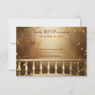 Romantic Autumn Leaves and Columns Wedding RSVP