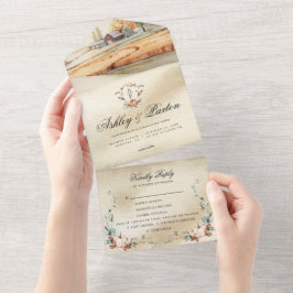 Romantic Autumn Pumpkin Monogram | Old Barn Invita All In One Uitnodiging