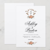 Romantic Autumn Pumpkin Monogram Weddenschap Kaart (Voorkant / Achterkant)