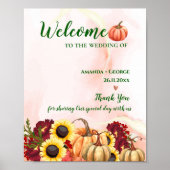 Romantic Autumn Pumpkin welkom op ons huwelijk Poster (Voorkant)