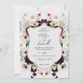 Romantic Autumn Woodland Floral Crest Wedding Kaart (Voorkant)