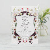 Romantic Autumn Woodland Floral Crest Wedding Kaart (Staand voorkant)