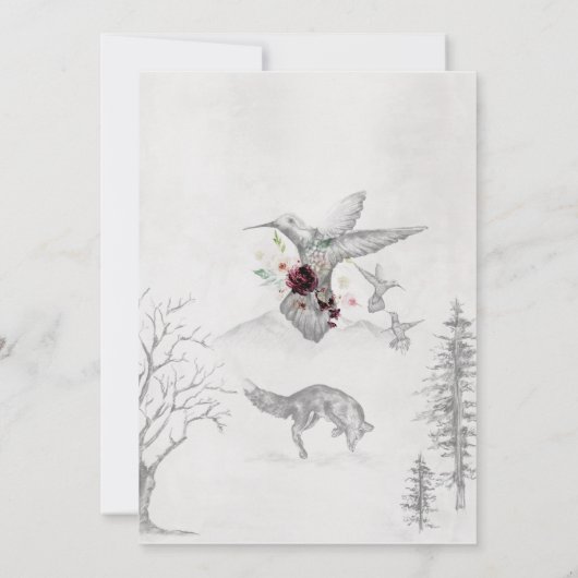 Romantic Autumn Woodland Floral Crest Wedding Kaart (Achterkant)