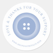 Romantic Baby Blue Button Love & Thank  Ronde Sticker (Voorkant)