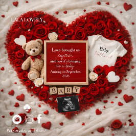 Romantic baby reveal pregnancy announcement card aankondiging