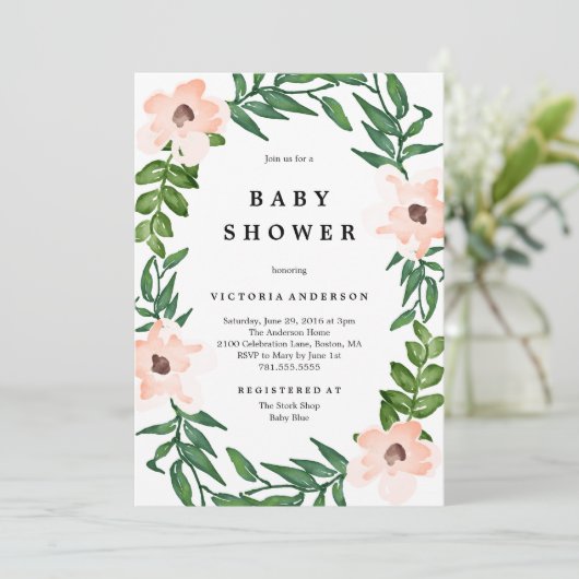 Romantic Baby shower Uitnodiging (Staand voorkant)