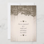 Romantic Barn Wood en Lace Elegant Wedding Kaart (Achterkant)