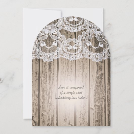 Romantic Barn Wood en Lace Elegant Wedding Kaart (Achterkant)