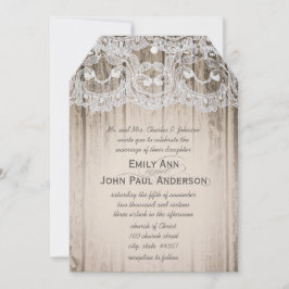 Romantic Barn Wood en Lace Elegant Wedding Kaart