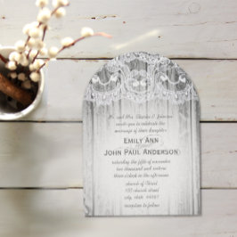 Romantic Barn Wood en Lace Elegant Wedding Kaart