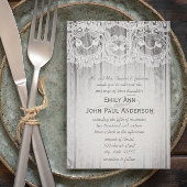 Romantic Barn Wood en Lace Elegant Wedding Kaart