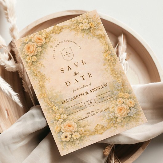 Romantic Baroque Garden Wedding Save The Date