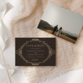 Romantic Baroque Ornate Frame Dark Brown Photo Save The Date
