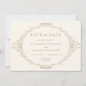 Romantic Baroque Ornate Frame Photo Save The Date (Voorkant)