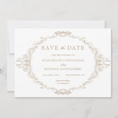 Romantic Baroque Ornate Frame Photo Save The Date (Voorkant)