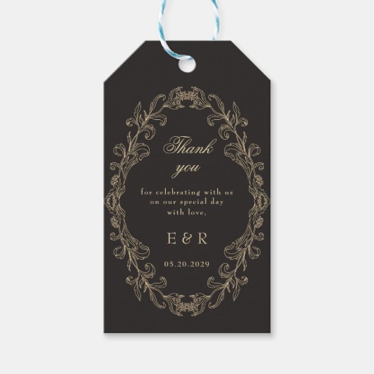 Romantic Baroque Ornate Frame Wedding Cadeaulabel (Voorkant)