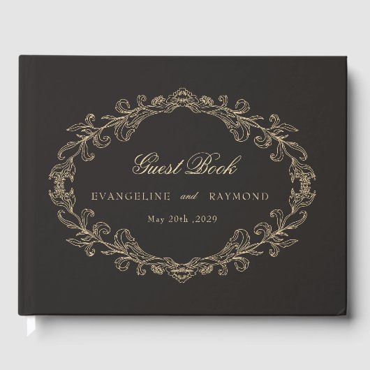 Romantic Baroque Ornate Frame Wedding Gastenboek (Voorkant)