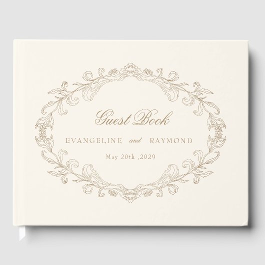 Romantic Baroque Ornate Frame Wedding Gastenboek (Voorkant)