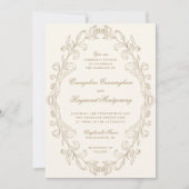 Romantic Baroque Ornate Frame Wedding Kaart (Voorkant)
