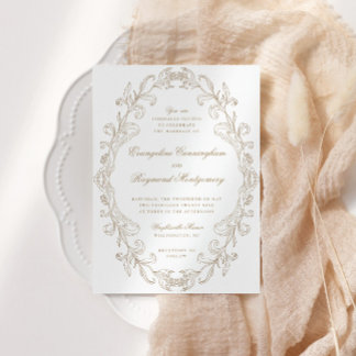 Romantic Baroque Ornate Frame Wedding Kaart