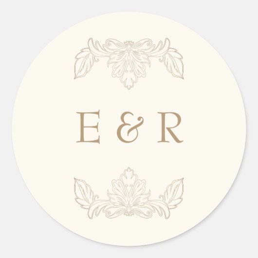Romantic Baroque Ornate Frame Wedding Ronde Sticker (Voorkant)