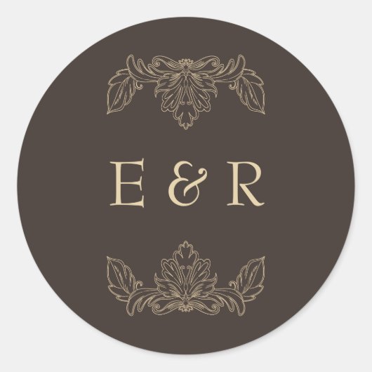 Romantic Baroque Ornate Frame Wedding Ronde Sticker (Voorkant)