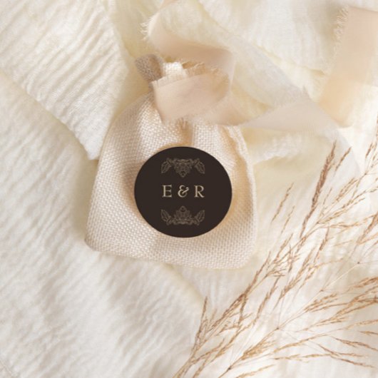 Romantic Baroque Ornate Frame Wedding Ronde Sticker