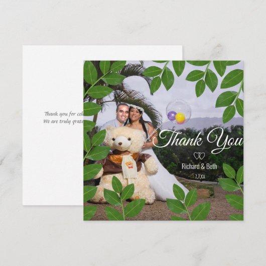 Romantic Bay Leaves Bedankt voor je bruiloft (Voorkant / Achterkant)