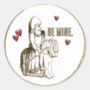 Romantic be Mine Medieval Art 3D Valentijn Heart Ronde Sticker