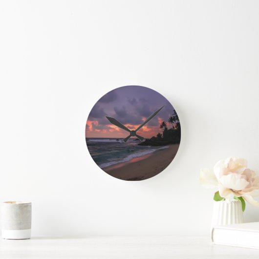 Romantic Beach at Dusk Ronde Klok (Huis)