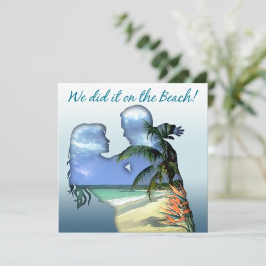 Romantic Beach Couping Weddenschappen Kaart (Staand voorkant)