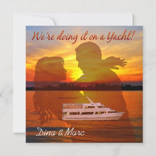 Romantic Beach Couple Nautical Yacht Weddenschap Kaart (Voorkant)