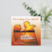 Romantic Beach Couple Nautical Yacht Weddenschap Kaart (Staand voorkant)